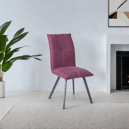 Lot de 2 Chaises Tissu Violet - PASCAL