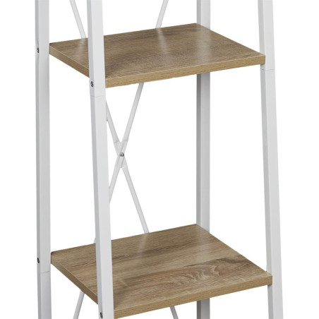 Etagère colonne à 4 niveaux bois et métal blanc - LIETO