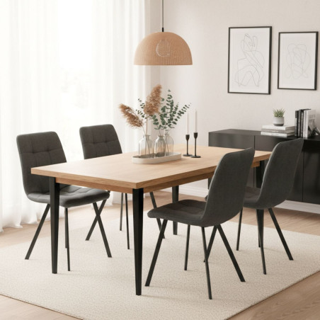 Lot de 2 chaises matelassées grises piètement gris mat - MOARO