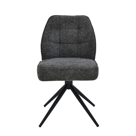Lot de 2 chaises pivotantes en tissu chenillé gris foncé - LINEOR