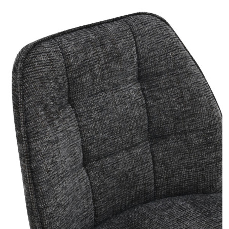 Lot de 2 chaises pivotantes en tissu chenillé gris foncé - LINEOR