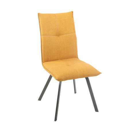 Lot de 2 Chaises Tissu Texturé Jaune Moutarde - PASCAL