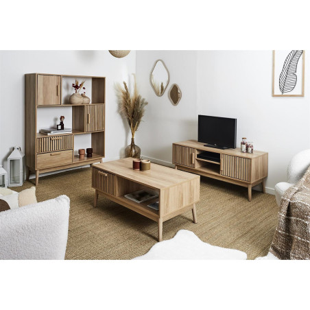 Bibliothèque Étagère Effet Bois avec Tasseaux - PAJEN