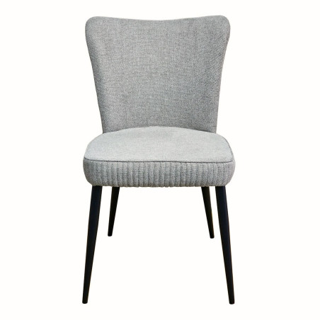 Lot de 2 Chaises Tissu Gris Clair Chiné Pieds Métal Noir Mat - MAURIA
