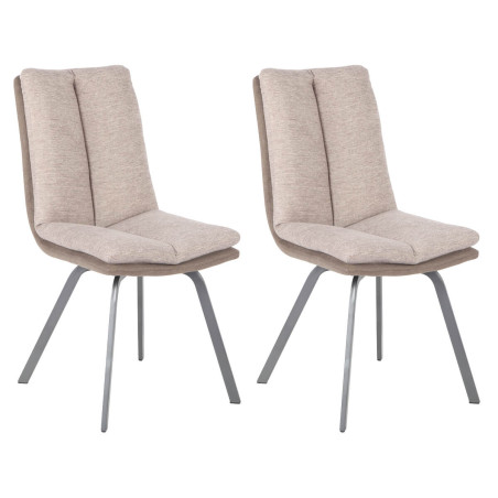 Lot de 2 Chaises Bi-Ton Beiges avec Sur-Coussin - CALIO
