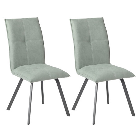 Lot de 2 chaises tissu vert d’eau - PASCAL