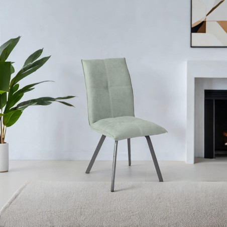 Lot de 2 chaises tissu vert d’eau - PASCAL