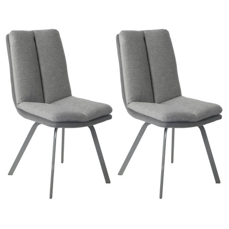 Lot de 2 Chaises Bi-Ton Grises avec Sur-Coussin - CALIO