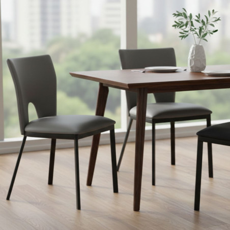 Lot de 2 chaises grises métal et simili - CAVIA