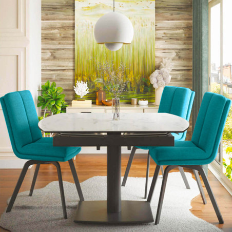 Lot de 2 chaises bleues avec sur-coussin - CALLIO