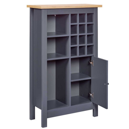 Rangement de Cuisine pour Bouteilles Anthracite et Plateau Effet Bois - KENIO