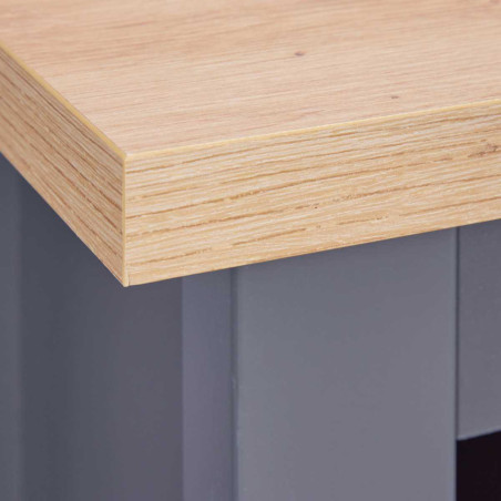 Rangement de Cuisine pour Bouteilles Anthracite et Plateau Effet Bois - KENIO