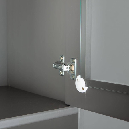 Buffet Vaisselier 5 Portes 3 Tiroirs Gris - MELIO