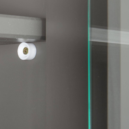 Buffet Vaisselier 5 Portes 3 Tiroirs Gris - MELIO