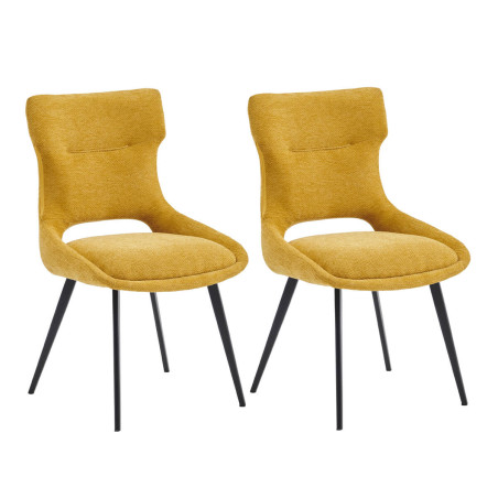 Lot de 2 chaises tissu jaune - BELAINA