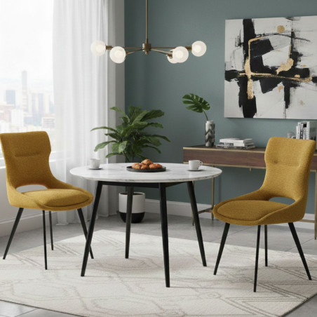 Lot de 2 chaises tissu jaune - BELAINA