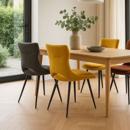 Lot de 2 chaises tissu jaune - BELAINA