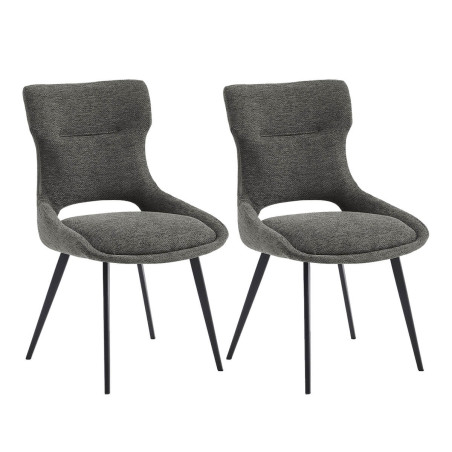 Lot de 2 chaises tissu gris anthracite - BELAINA