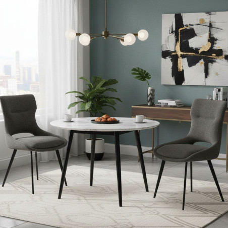 Lot de 2 chaises tissu gris anthracite - BELAINA