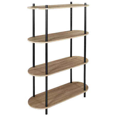 Etagère 4 Tablettes Ovales Aspect Bois Pieds Noirs - ENTEN