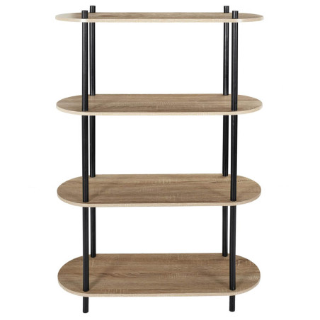 Etagère 4 Tablettes Ovales Aspect Bois Pieds Noirs - ENTEN
