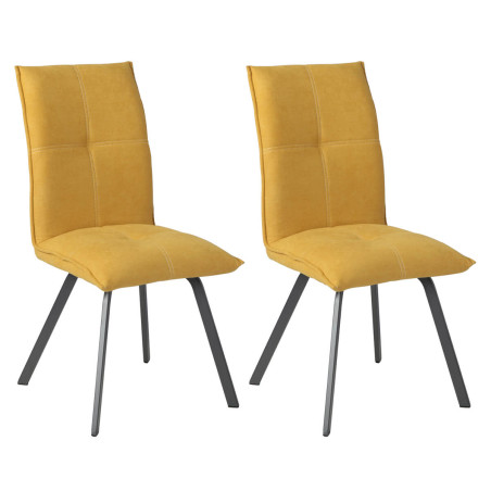 Lot de 2 chaises tissu jaune - PASCAL