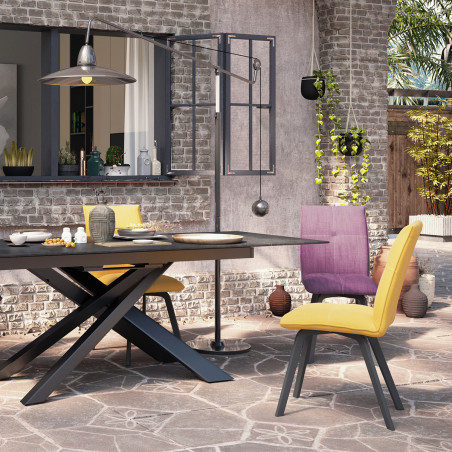 Lot de 2 chaises tissu jaune - PASCAL