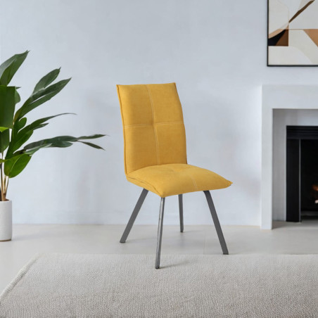 Lot de 2 chaises tissu jaune - PASCAL