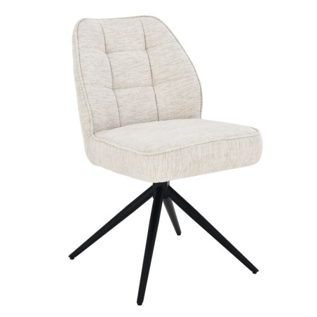 Lot de 2 chaises pivotantes en tissu chenillé écru - LINEOR