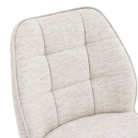 Lot de 2 chaises pivotantes en tissu chenillé écru - LINEOR