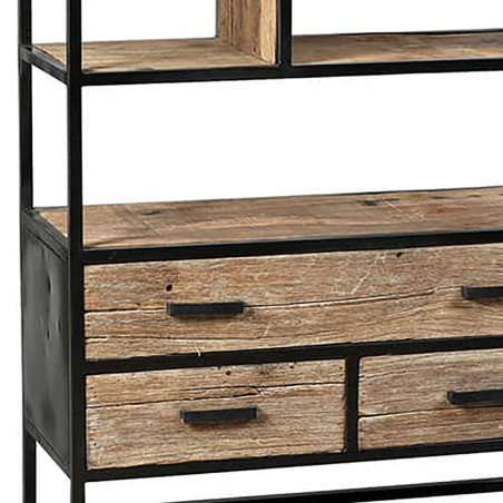 Etagère 3 Tiroirs en Teck Recyclé et Métal - TANIRA
