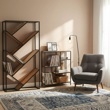 Étagère en manguier massif à tablettes en diagonale - VARIN