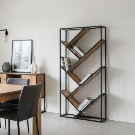 Étagère en manguier massif à tablettes en diagonale - VARIN