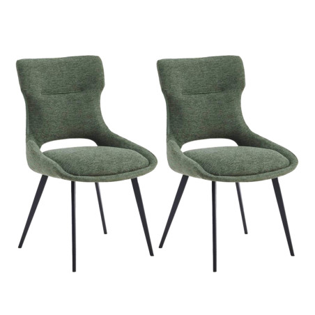 Lot de 2 chaises tissu vert - BELAINA