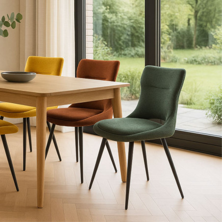 Lot de 2 chaises tissu vert - BELAINA