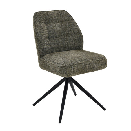 Lot de 2 chaises pivotantes en tissu chenillé vert - LINEOR