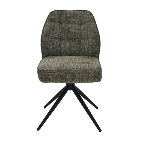 Lot de 2 chaises pivotantes en tissu chenillé vert - LINEOR