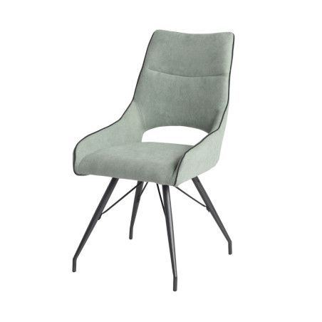 Lot de 2 chaises tissu vert d’eau pieds métal gris - SILOUANOR
