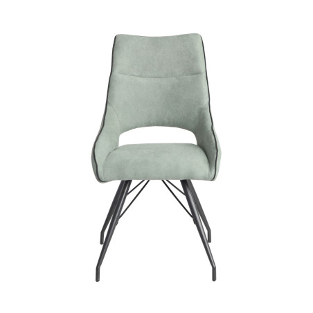 Lot de 2 chaises tissu vert d’eau pieds métal gris - SILOUANOR