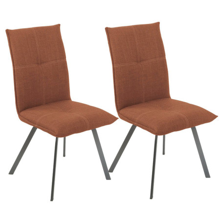 Lot de 2 Chaises Tissu Brique Terracotta - PASCAL
