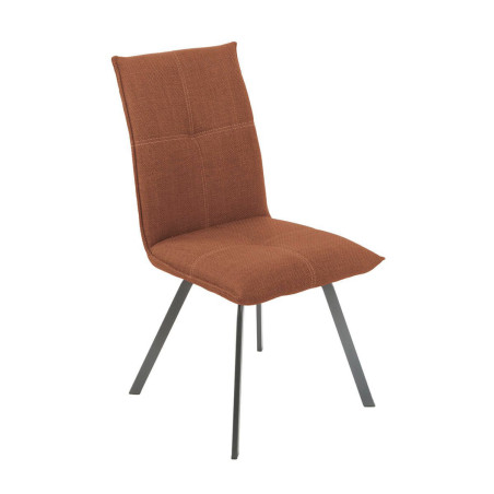 Lot de 2 Chaises Tissu Brique Terracotta - PASCAL