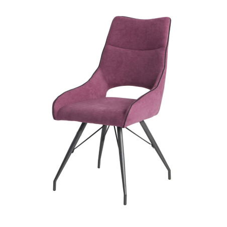 Lot de 2 chaises tissu violet pieds métal gris - SILOUANOR