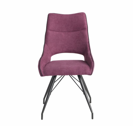 Lot de 2 chaises tissu violet pieds métal gris - SILOUANOR