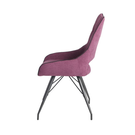 Lot de 2 chaises tissu violet pieds métal gris - SILOUANOR