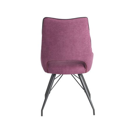 Lot de 2 chaises tissu violet pieds métal gris - SILOUANOR