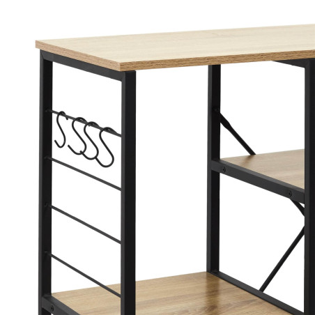 Meuble de Rangement Métal Noir avec Plateaux Effet Bois - STAVO