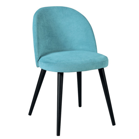 Lot de 2 chaises tissu velours bleu pieds bois teinté wengué - NUBILOR