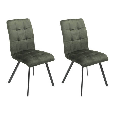 Lot de 2 chaises capitonnées vert - JOHNO