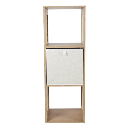 Rangement 3 Cases Effet Bois Façades Rotin - MAYRO