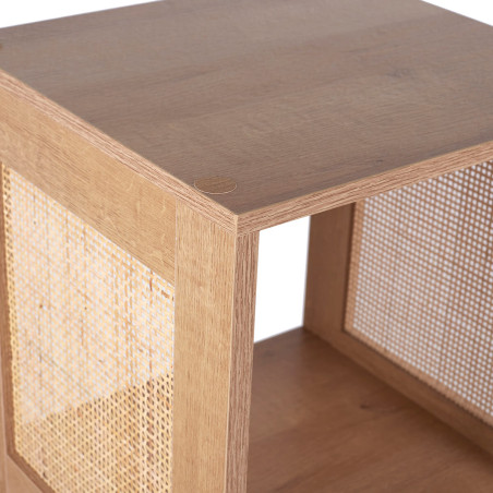 Rangement 3 Cases Effet Bois Façades Rotin - MAYRO